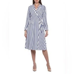 Polo by Ralph Lauren Blue and White Striped Wrap Dress